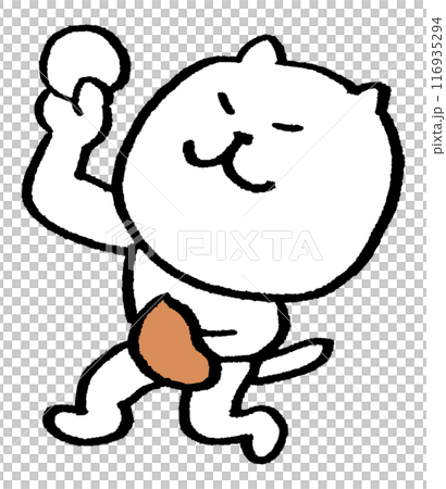 色々なスポーツをする目が細いかわいい白猫キャラ 色々なスポーツをする目が細いかわいい白猫キャラ 116935294