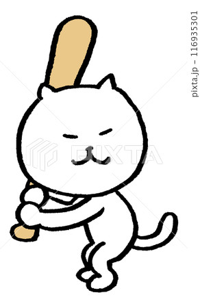 色々なスポーツをする目が細いかわいい白猫キャラ 色々なスポーツをする目が細いかわいい白猫キャラ 116935301
