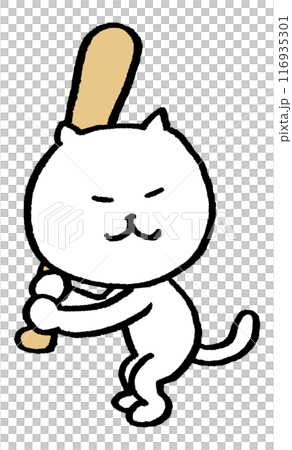 可愛的白貓角色,瞇著眼睛,從事各種運動 可愛的白貓角色,瞇著眼睛,從事各種運動 116935301