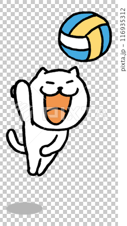 色々なスポーツをする目が細いかわいい白猫キャラ 色々なスポーツをする目が細いかわいい白猫キャラ 116935312