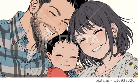 幸せいっぱいの仲の良い夫婦と最愛の幼い息子