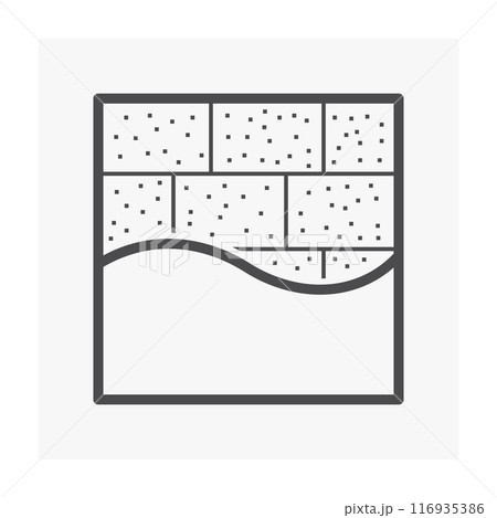 Concrete block wall and plastering vector icon, work in architecture, construction. 116935386