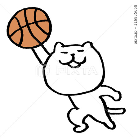 色々なスポーツをする目が細いかわいい白猫キャラ 116935658