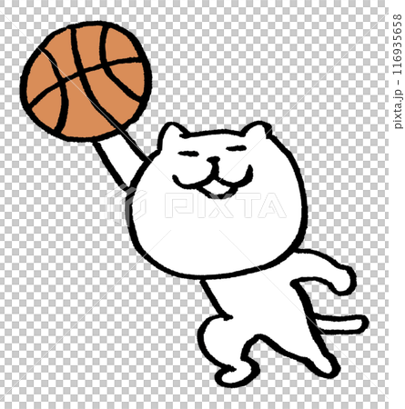 色々なスポーツをする目が細いかわいい白猫キャラ 116935658