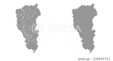 Kemerovo Oblast map, administrative division of Russia. Vector illustration. 116935721