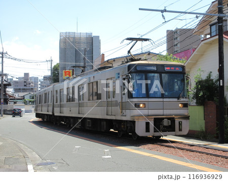 熊本電鉄の併用軌道を走る03系 116936929