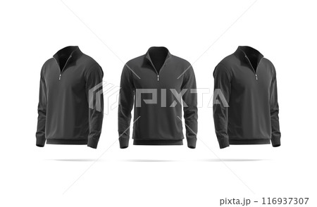 Blank black quarter zip sweater mockup, front and side view 116937307
