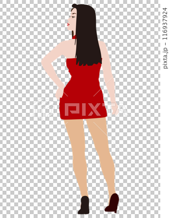 一般人モデル風の普通の体型の女性のモデルがさまざまな服装でポーズをしているイラスト・ミニスカ05 一般人モデル風の普通の体型の女性のモデルがさまざまな服装でポーズをしているイラスト・ミニスカ05 116937924