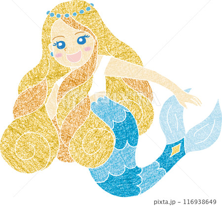 かわいい人魚姫の手描き風イラスト 116938649
