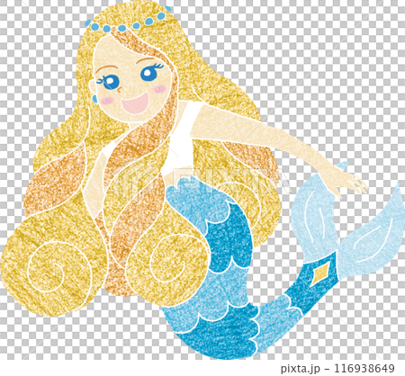 かわいい人魚姫の手描き風イラスト 116938649