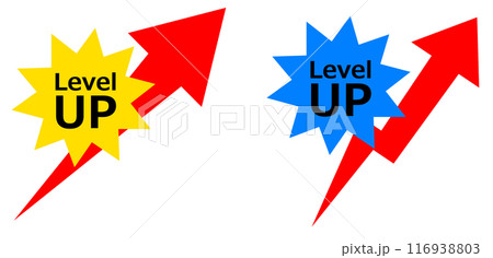 レベルアップして急激に上昇する矢印イラスト レベルアップして急激に上昇する矢印イラスト 116938803
