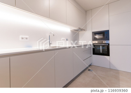 Modern luxury trendy snow-white kitchen  116939360