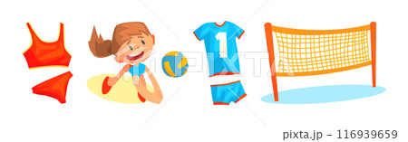 Volleyball Training Sport Game Object and Attribute Vector Set Volleyball Training Sport Game Object and Attribute Vector Set 116939659