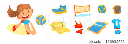 Volleyball Training Sport Game Object and Attribute Vector Set Volleyball Training Sport Game Object and Attribute Vector Set 116939662