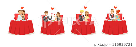 Romantic Couple of Man and Woman Dating Vector Set 116939721