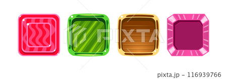 Game UI Square Buttons with Texture Vector Set 116939766