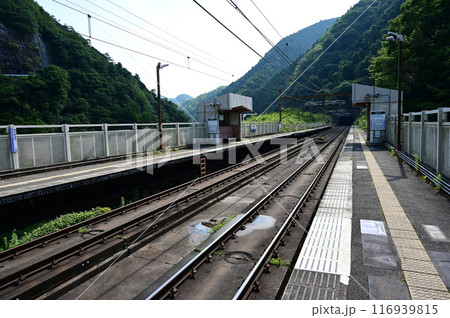 保津峡駅(山陰本線)の相対式ホーム 保津峡駅(山陰本線)の相対式ホーム 116939815