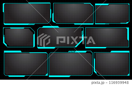 HUD blue frame display cyber technology futuristic set collection design ultramodern vector 116939948