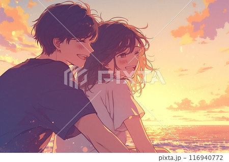 おしゃれなカップルイラスト「AI生成画像」 116940772