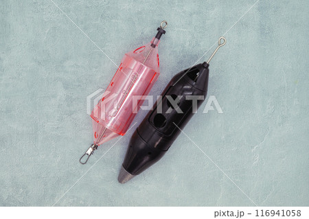 かご釣り用ロケット型かご-軽量かごとおもり付きかご[寝かせ状態] 116941058