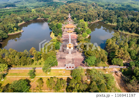 Minh Mang tomb near the Imperial City with the Purple Forbidden City within the Citadel in Hue, Vietnam. Minh Mang tomb near the Imperial City with the Purple Forbidden City within the Citadel in Hue, Vietnam. 116941197