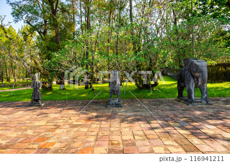 Minh Mang tomb near the Imperial City with the Purple Forbidden City within the Citadel in Hue, Vietnam. 116941211