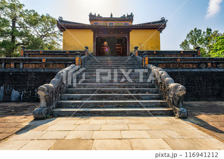 Minh Mang tomb near the Imperial City with the Purple Forbidden City within the Citadel in Hue, Vietnam. 116941212