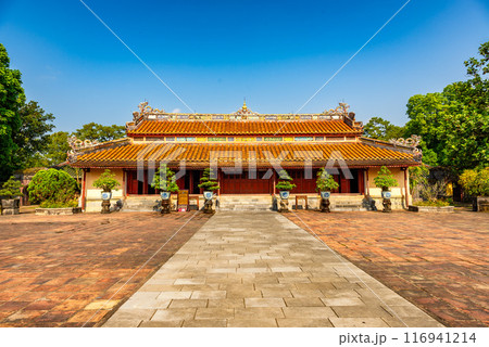 Minh Mang tomb near the Imperial City with the Purple Forbidden City within the Citadel in Hue, Vietnam. 116941214