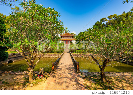 Minh Mang tomb near the Imperial City with the Purple Forbidden City within the Citadel in Hue, Vietnam. 116941216