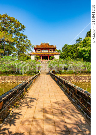 Minh Mang tomb near the Imperial City with the Purple Forbidden City within the Citadel in Hue, Vietnam. 116941219