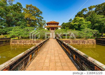 Minh Mang tomb near the Imperial City with the Purple Forbidden City within the Citadel in Hue, Vietnam. 116941220