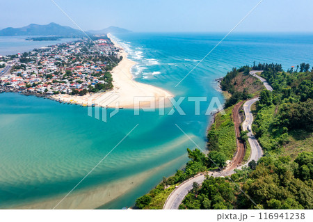 Lang Co beach near Hai Van pass mountain in Hue, Vietnam Lang Co beach near Hai Van pass mountain in Hue, Vietnam 116941238