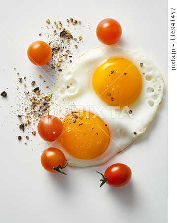 Sunny Side Up Eggs with Cherry Tomatoes 116941457