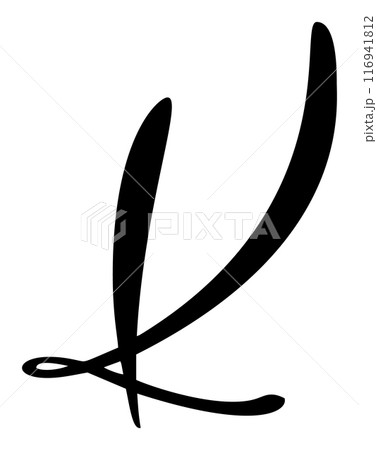 Hand drawn vector calligraphy letter capital K. Script font logo initials. Handwritten brush style flourish 116941812