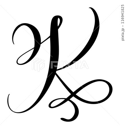 Vector calligraphy hand drawn letter K icon logo. Script font. Handwritten brush style 116941825
