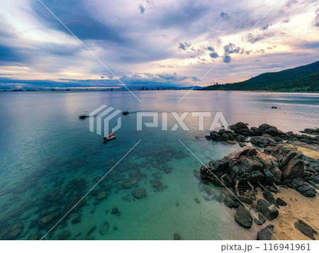 Aerial view of My Khe Beach - Top 6 beautiful beach in the World By Forbes Magazine. 116941961