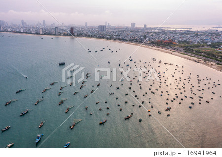 Aerial view of My Khe Beach - Top 6 beautiful beach in the World By Forbes Magazine. Aerial view of My Khe Beach - Top 6 beautiful beach in the World By Forbes Magazine. 116941964