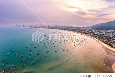 Aerial view of My Khe Beach - Top 6 beautiful beach in the World By Forbes Magazine. 116942009