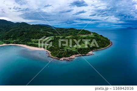 Aerial view of My Khe Beach - Top 6 beautiful beach in the World By Forbes Magazine. 116942016