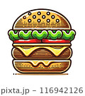 チーズとビーフのハンバーガーのイラスト 116942126