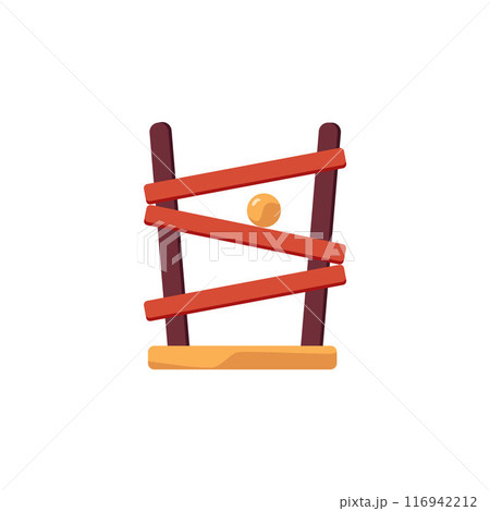 Wooden slides with ball vector flat icon, baby labyrinth toy with rolling bead, Montessori early education logic game 116942212