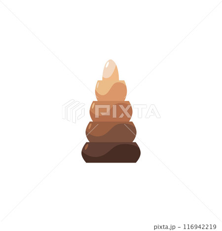 Pyramid toy wooden rings tower construction vector icon, early childhood logic education, Montessori smart puzzle game Pyramid toy wooden rings tower construction vector icon, early childhood logic education, Montessori smart puzzle game 116942219