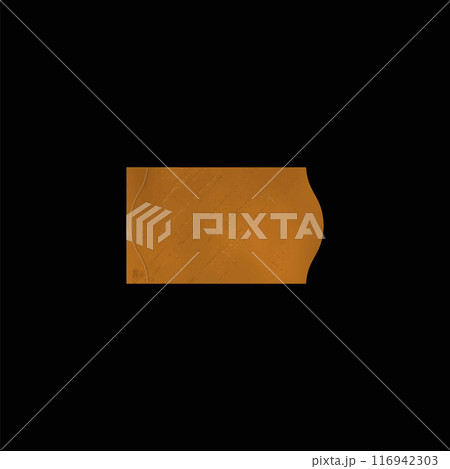 Glued rectangular old paper sticker vector realistic icon, brown label tape retro tickets shape, empty adhesive badge Glued rectangular old paper sticker vector realistic icon, brown label tape retro tickets shape, empty adhesive badge 116942303