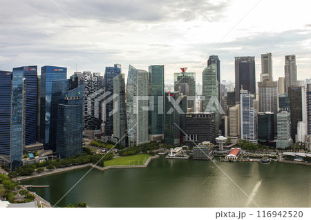 Aerial View Of Downtown Singapore With Skyscrapers. Aerial View Of Downtown Singapore With Skyscrapers. 116942520