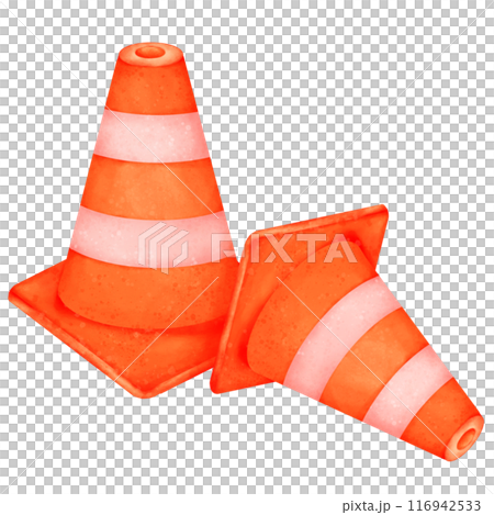 A red and white traffic cone A red and white traffic cone 116942533