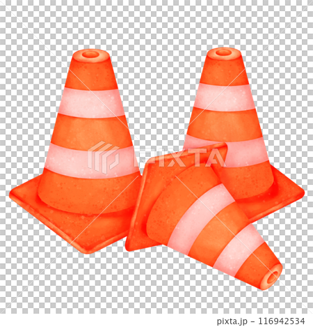 A red and white traffic cone A red and white traffic cone 116942534