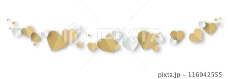 Light brown folded paper hearts isolated on white background. 116942555