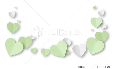 Green origami paper heart isolated on white background. 116942556