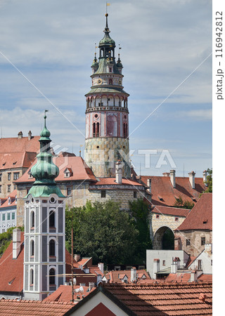 Cesky Krumlov castle, major tourist destination in south Bohemia region of Czech Republic 116942812