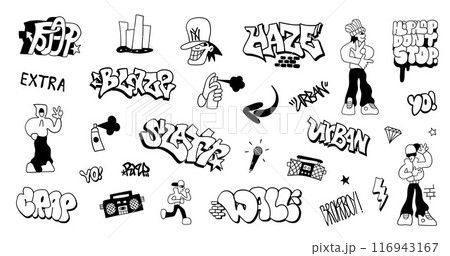 rap hip hop graffiti style doodles background vector illustration rap hip hop graffiti style doodles background vector illustration 116943167